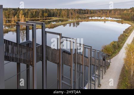 vie of Tirschenreuther Teichpfanne aus Himmelsleiter, Deutschland, Bayern, Oberpfalz, Tirschenreuth Stockfoto