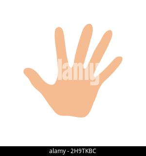 Handfläche Silhouette. Die Finger verbreiten eine Willkommensgeste. Hallo oder Stoppschild. Flache farbige Vektorgrafik. Stock Vektor