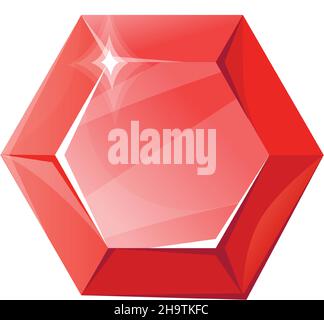 Königliches Juwel. Fantasy-Schmuck in den Farben des roten Diamanten, Cartoon-Vektor-Illustration, Symbol auf weißem Hintergrund isoliert Stock Vektor