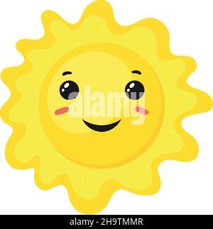 Sunshine Emoji. Smiley Kind Charakter, flache Symbol Vektor-Design isoliert auf weißem Hintergrund Stock Vektor