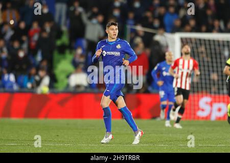 Getafe, Spanien. 6th Dez 2021. Jorge Cuenca (Getafe) Fußball/Fußball: Spanisches 'La Liga Santander'-Spiel zwischen Getafe CF 0-0 Athletic Club de Bilbao im Coliseum Alfonso Perez in Getafe, Spanien. Quelle: Mutsu Kawamori/AFLO/Alamy Live News Stockfoto