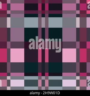 Kontrastierende mehrfarbige Tartan Schottische nahtlose Muster in Magenta, Grün und Rosa Farben, Textur für Tartan, Plaid, Tischdecken, Kleidung, Bettwäsche, blank Stock Vektor