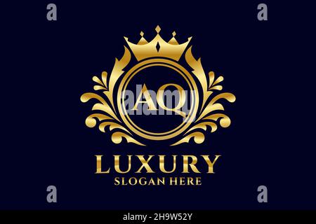 AQ Letter Royal Luxury Logo-Vorlage in Vektorgrafiken für luxuriöse Branding-Projekte und andere Vektorgrafiken. Stock Vektor