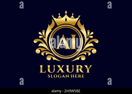 AI Letter Royal Luxury Logo-Vorlage in Vektorgrafik für luxuriöse Branding-Projekte und andere Vektorgrafik. Stock Vektor