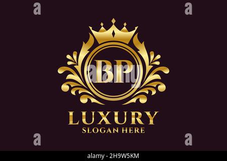 BP Letter Royal Luxury Logo-Vorlage in Vektorgrafik für luxuriöse Branding-Projekte und andere Vektorgrafik. Stock Vektor