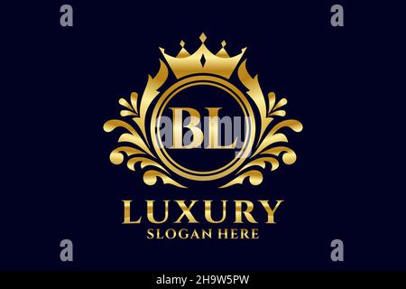 BL Letter Royal Luxury Logo-Vorlage in Vektorgrafik für luxuriöse Branding-Projekte und andere Vektorgrafik. Stock Vektor
