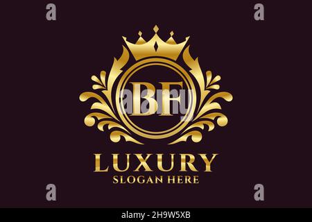 BF Letter Royal Luxury Logo-Vorlage in Vektorgrafik für luxuriöse Branding-Projekte und andere Vektorgrafik. Stock Vektor