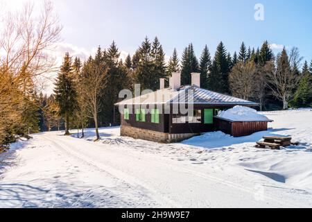 Skilanglauf im Isergebirge Stockfoto