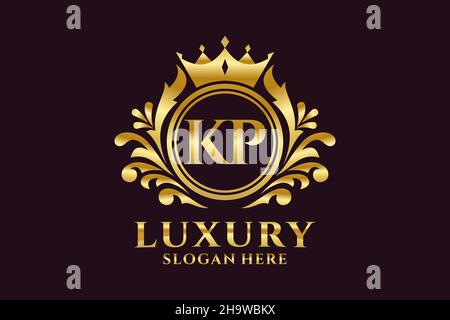 KP Letter Royal Luxury Logo-Vorlage in Vektorgrafik für luxuriöse Branding-Projekte und andere Vektorgrafik. Stock Vektor