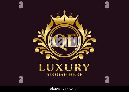 QE Letter Royal Luxury Logo-Vorlage in Vektorgrafik für luxuriöse Branding-Projekte und andere Vektorgrafik. Stock Vektor