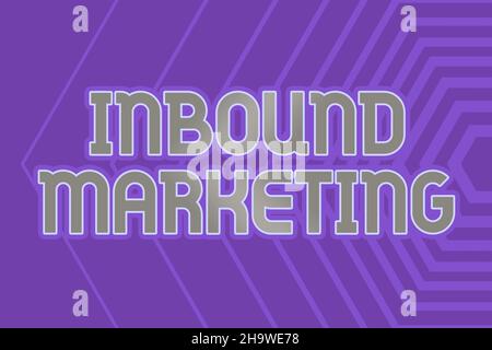 Konzeptunterschrift Inbound Marketing. Konzept Bedeutung Prozess der Gewinnung der Aufmerksamkeit der Kunden Linie illustrierte Hintergründe mit verschiedenen Stockfoto