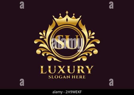 SU Letter Royal Luxury Logo-Vorlage in Vektorgrafik für luxuriöse Branding-Projekte und andere Vektorgrafik. Stock Vektor