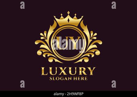 UY Letter Royal Luxury Logo-Vorlage in Vektorgrafik für luxuriöse Branding-Projekte und andere Vektorgrafik. Stock Vektor