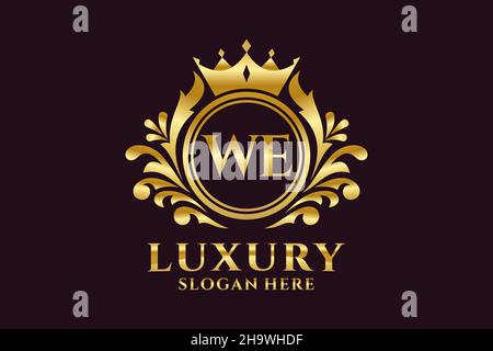 WIR schreiben Royal Luxury Logo-Vorlage in Vektorgrafik für luxuriöse Branding-Projekte und andere Vektorgrafik. Stock Vektor