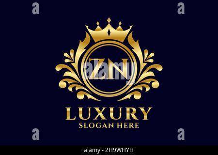 ZN Letter Royal Luxury Logo-Vorlage in Vektorgrafik für luxuriöse Branding-Projekte und andere Vektorgrafik. Stock Vektor