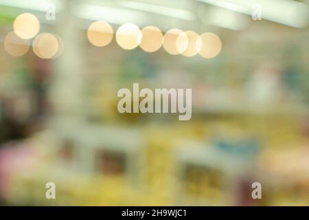 Abstrakt aus Fokus Hintergrund im Supermarkt Stockfoto