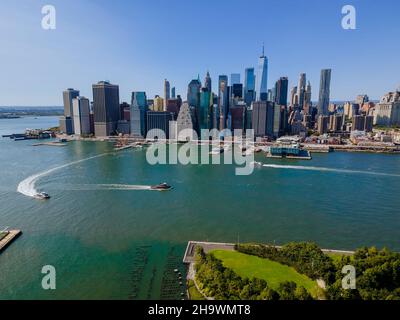 Blick auf Manhattan, New York City, über den Hudson River Stockfoto