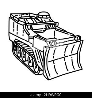 Marine gepanzerte Kampf Earthmover Teil der Militär-und Marine-Corps Ausrüstung handgezeichnete Icon-Set Vektor Stock Vektor