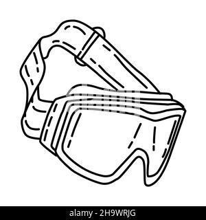 Marine Combat Goggles Teil der Militär-und Marine-Corps Ausrüstung handgezeichnete Icon-Set Vektor Stock Vektor