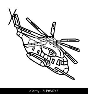 Marine Corps Helicopters Teil der Militär-und Marine Corps Ausrüstung handgezeichnete Icon Set Vektor Stock Vektor