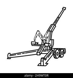 Marine Corps Howitzer Teil der Militär-und Marine-Corps Ausrüstungen handgezeichnete Icon-Set Vektor Stock Vektor