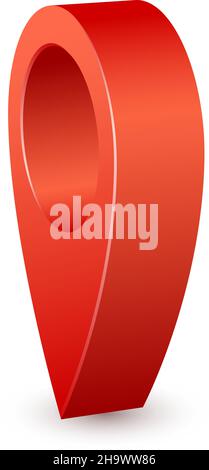 Rote Geo-Tag-Seitenansicht. Realistischer Kartenstift Stock Vektor