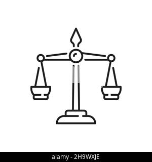 Themis Skala isoliert Zeichen der Justiz, Rechtsdienst und Notar. Vector Dual Balance Symbol, vintage gleichen Gewicht Skalen, Bestrafung und Urteil. Lib Stock Vektor