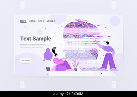 dna-Test Infografik große genomische Daten mit Frau Gesicht Genom Sequenz Karte horizontal Stock Vektor