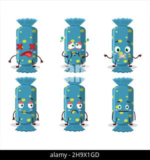 Blaue lange Süßigkeiten Paket Cartoon-Figur mit Nope-Ausdruck. Vektorgrafik Stock Vektor