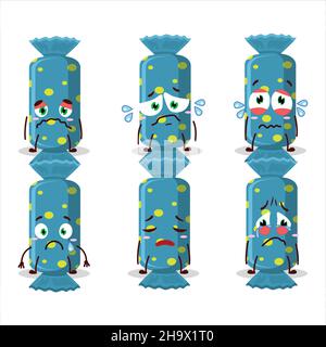 Blaue lange Süßigkeiten Paket Cartoon-Figur mit trauriger Ausdruck. Vektorgrafik Stock Vektor