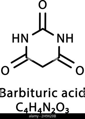 Molekülstruktur der Barbitursäure. Malonylharnstoff, 6-Hydroxyuracil-Skelett-chemische Formel. Vektordarstellung der chemischen Molekülformel Stock Vektor