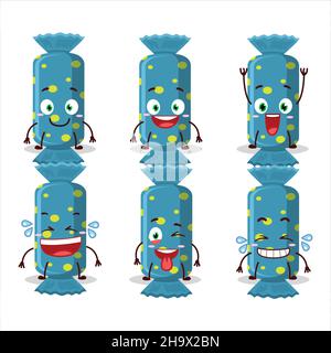 Cartoon-Charakter der blauen langen Süßigkeiten-Paket mit Lächeln Ausdruck. Vektorgrafik Stock Vektor