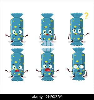 Cartoon-Charakter der blauen langen Süßigkeiten-Paket mit welchem Ausdruck. Vektorgrafik Stock Vektor