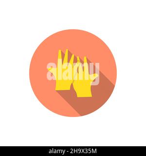 Gummihandschuhe Vektor-Symbol, flaches Design, langer Schatten Stock Vektor