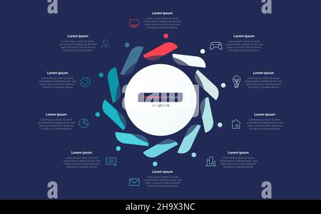 Design-Vorlage für den Kreis mit zehn Optionen. Vektorgrafik Stock Vektor