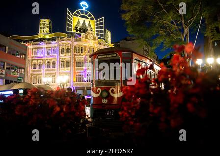 Curitiba, Brasilien. 08th Dez 2021. Die Weihnachtsdekoration im Palacio Avenida. Der Palacio Avenida ist eines der schönsten Gebäude des Landes zu Weihnachten. Quelle: Henry Milleo/dpa/Alamy Live News Stockfoto