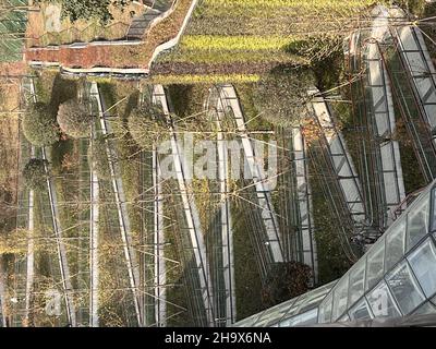 Chongqing, Chongqing, China. 9th Dez 2021. Am 24. November 2021 wurde der malerische Wanderweg am nördlichen Ende der Dongshuimen-Brücke im Bezirk Yuzhong, Stadt Chongqing, in Betrieb genommen. Dieser malerische Weg schlängelt sich den steilen Hang neben der Brücke hinunter. Er ist etwa 300 Meter lang und erfordert 19 Kurven auf und ab. Der Weg verläuft entlang des steilen Berges und bildet eine Landschaft aus Hängen und Klippen mit dem 'magischen Temperament' der Bergstadt. Sie wurde von den Netzzenen als „magisch gierige Schlange“ bezeichnet. (Bild: © SIPA Asia via ZUMA Press Wire) Stockfoto