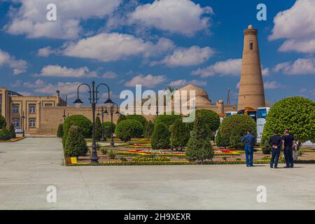 CHIWA, USBEKISTAN - 25. APRIL 2018: Bikajon-Bika-Moschee in Chiwa, Usbekistan Stockfoto