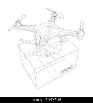 Beschreibung des Konzepts der Lieferdrohne Stockfoto