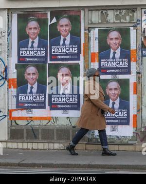 ERIC ZEMMOUR PLAKATKAMPAGNE FÜR DIE PRÄSIDENTSCHAFTSWAHL 2022 Stockfoto