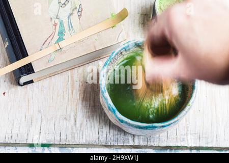 Matcha Tee vorbereitet Stockfoto