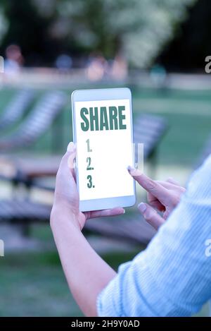 Handschriftliche Texte Teilen. Geschäftsansatz der vollständige oder angemessene Teil oder Teil, der oder der den sprach- und Videoanrufen zugewiesen oder geschuldet ist Stockfoto