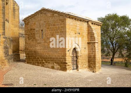 Ermita de San Juan de Arriba, Kapelle der Einsiedelei, San Vicente de la Sonsierra, La Rja, Spanien Stockfoto