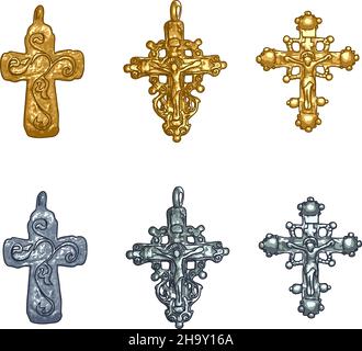 Körperkreuz. 18th Jahrhundert. Vektorset. Stock Vektor