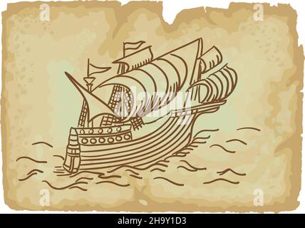 Altes Segelschiff. Vektorgrafik. Stock Vektor