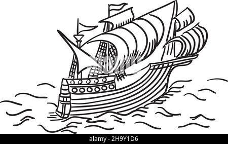 Altes Segelschiff. Vektorgrafik. Stock Vektor