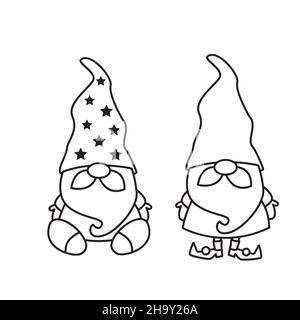 Gnome skizzieren Silhouetten Weihnachten niedlichen Illustrationen für Schnitt-Vorlage Stock Vektor