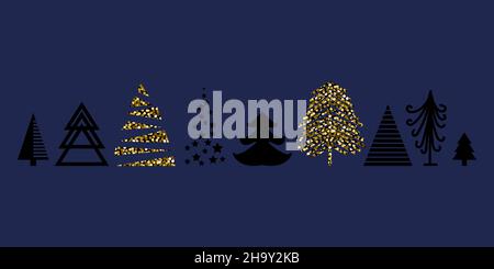 Weihnachtsbäume Icon Set handgezeichnete Linie Reihe Design für Karten-Designs. Stock Vektor