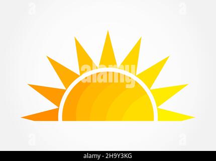 Symbol „Sonne bei Sonnenuntergang“. Vektorgrafik. Stock Vektor