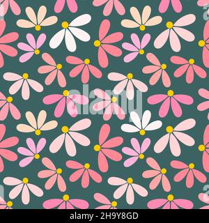 Rosa Blumen nahtlose Pastell Summe Muster. Vektorgrafik. Stock Vektor